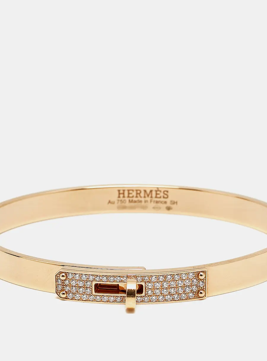 Hermes Kelly Diamonds 18k Rose Gold Small Bracelet
