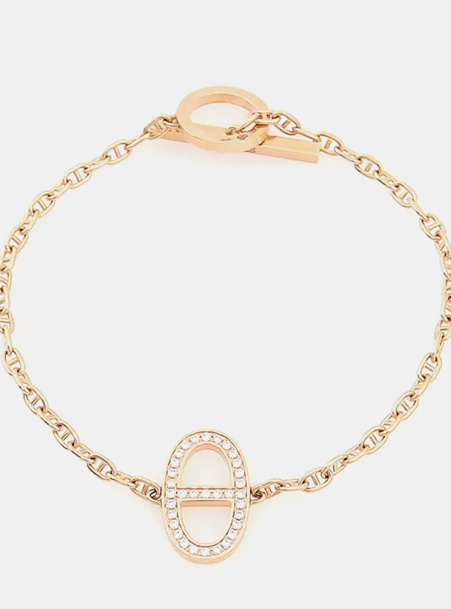Herm&egrave;s 18k Rose Gold Diamond Chandal Contour Bracelet