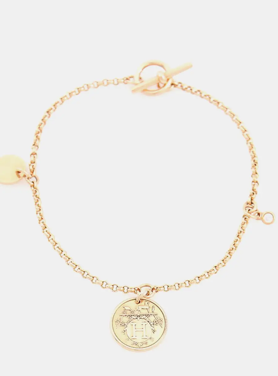 Hermès 18k Rose Gold Diamond Ex-Libris Bracelet