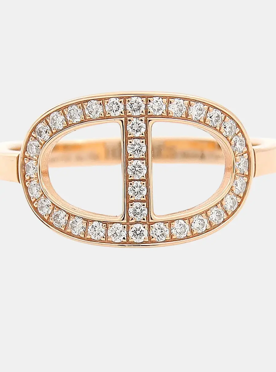 Hermès Diamond Chandal Contour Ring EU 52