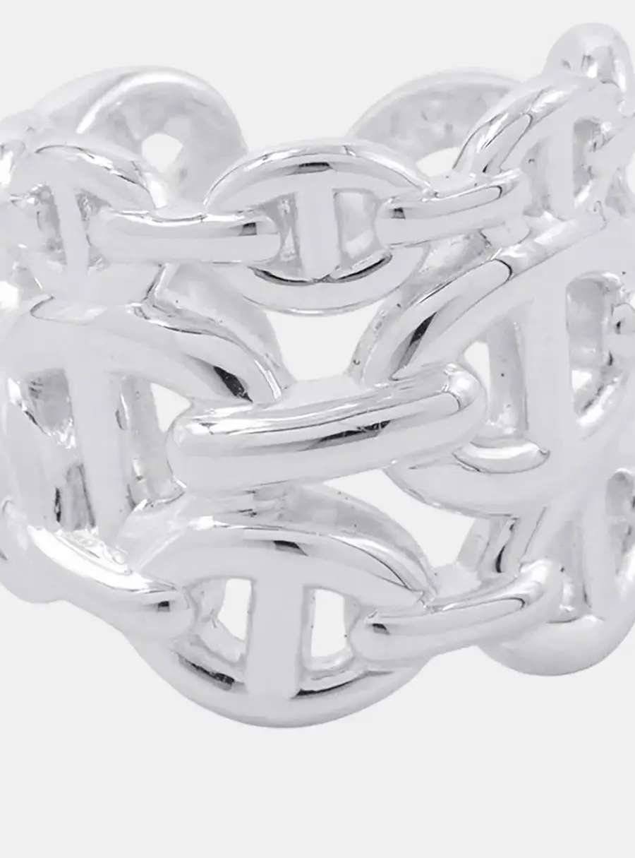 Hermes Chaine D'Ancre Anchene Silver 925 Ring Size 49