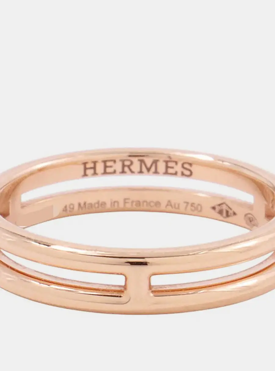 Hermes Ariane Ring 18K Pink Gold Size 49