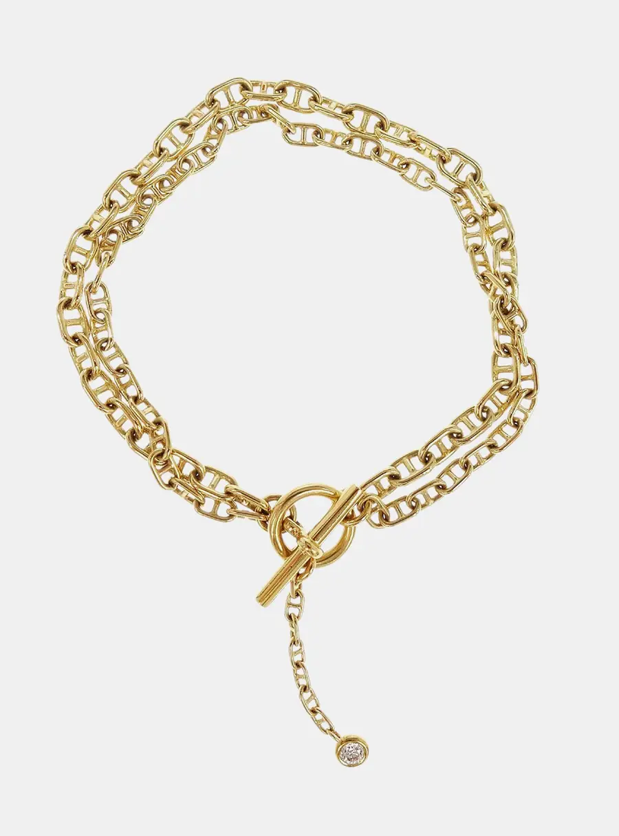 Hermes Chaine d'Ancre 15G026446 18k Yellow Gold Diamond Bracelet