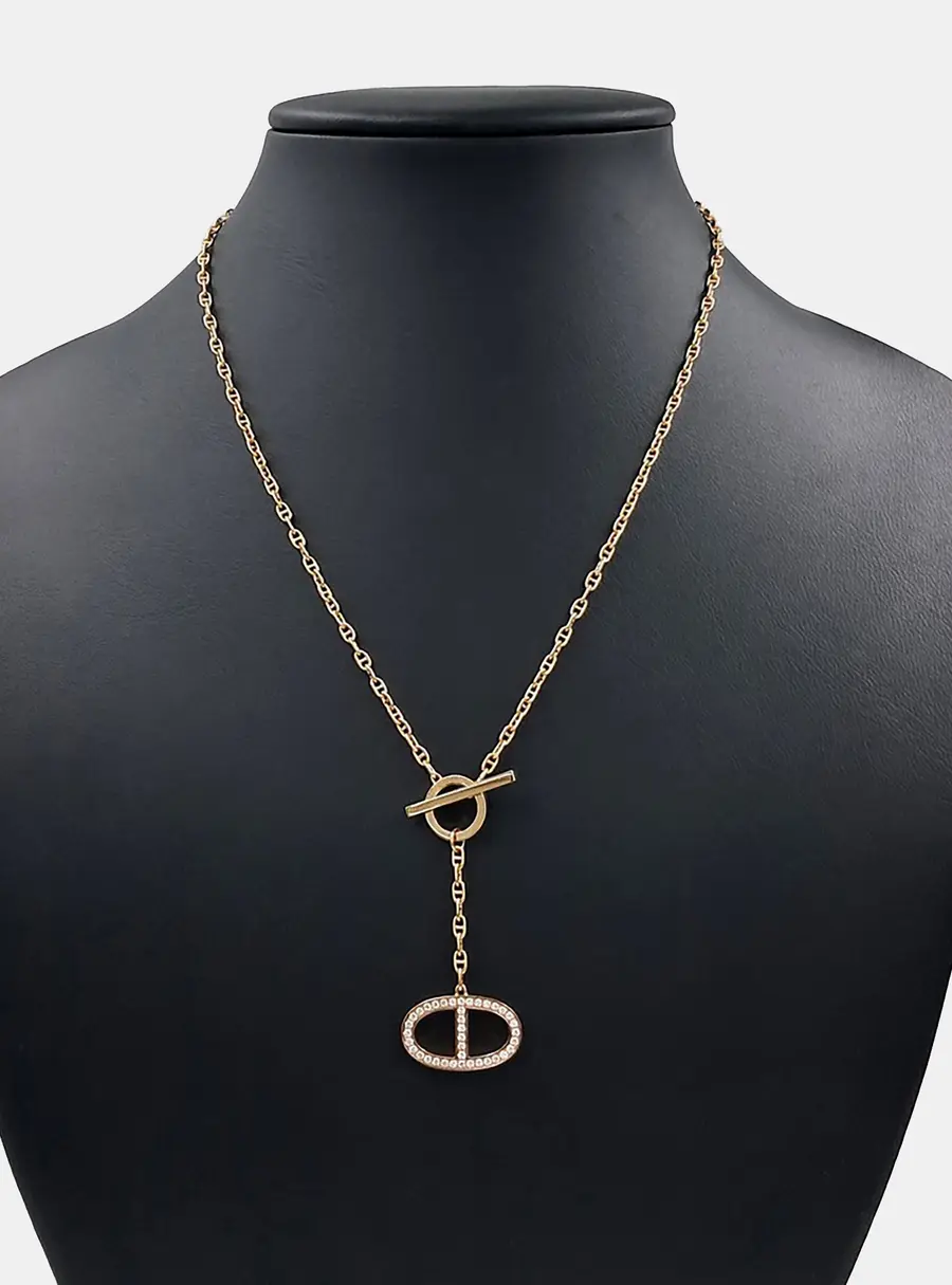 Herm&egrave;s 18k Rose Gold Diamond Chandal Contour Necklace