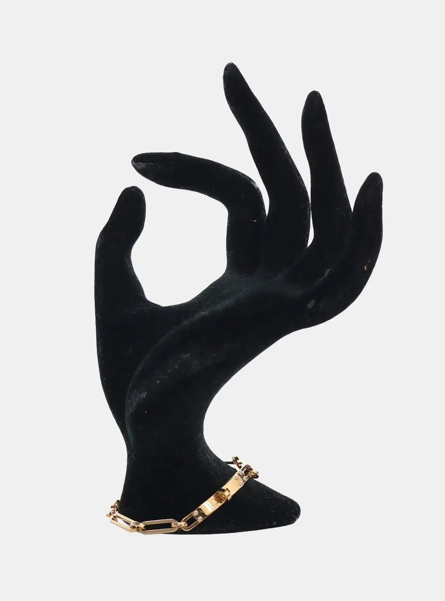 Hermes Kelly Chaine 18k Yellow Gold Diamond Bracelet