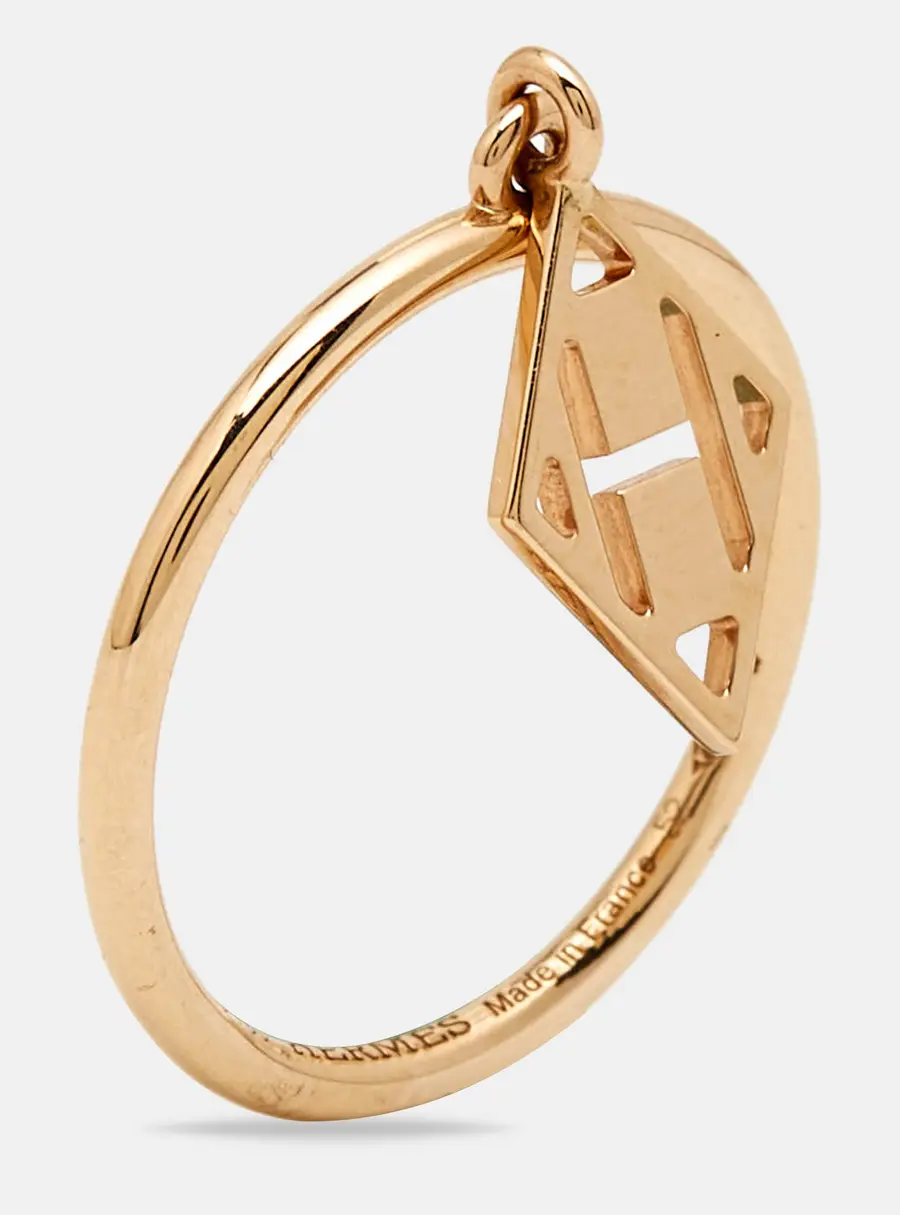 Herm&egrave;s Gambade 18k Rose Gold Ring Size 52