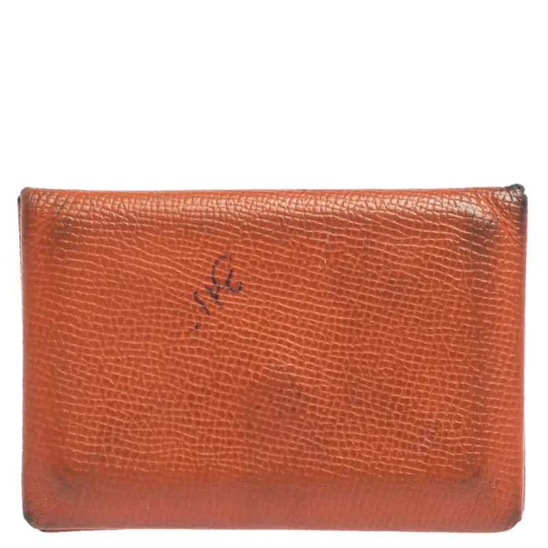 Hermès Orange Epsom Leather Calvi Card Holder