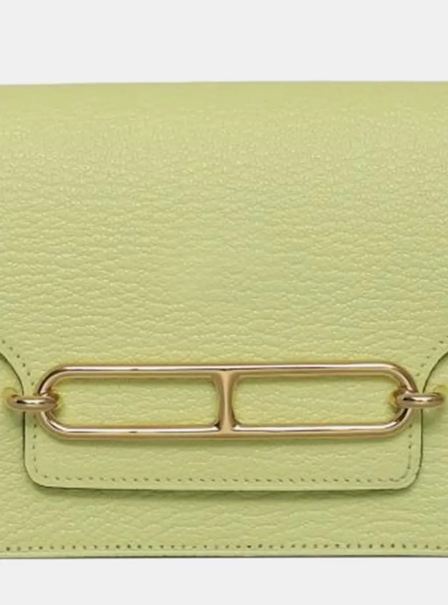 Hermes Roulis Slim Jaune Bourgeon Chevre Leather Wallet Bag