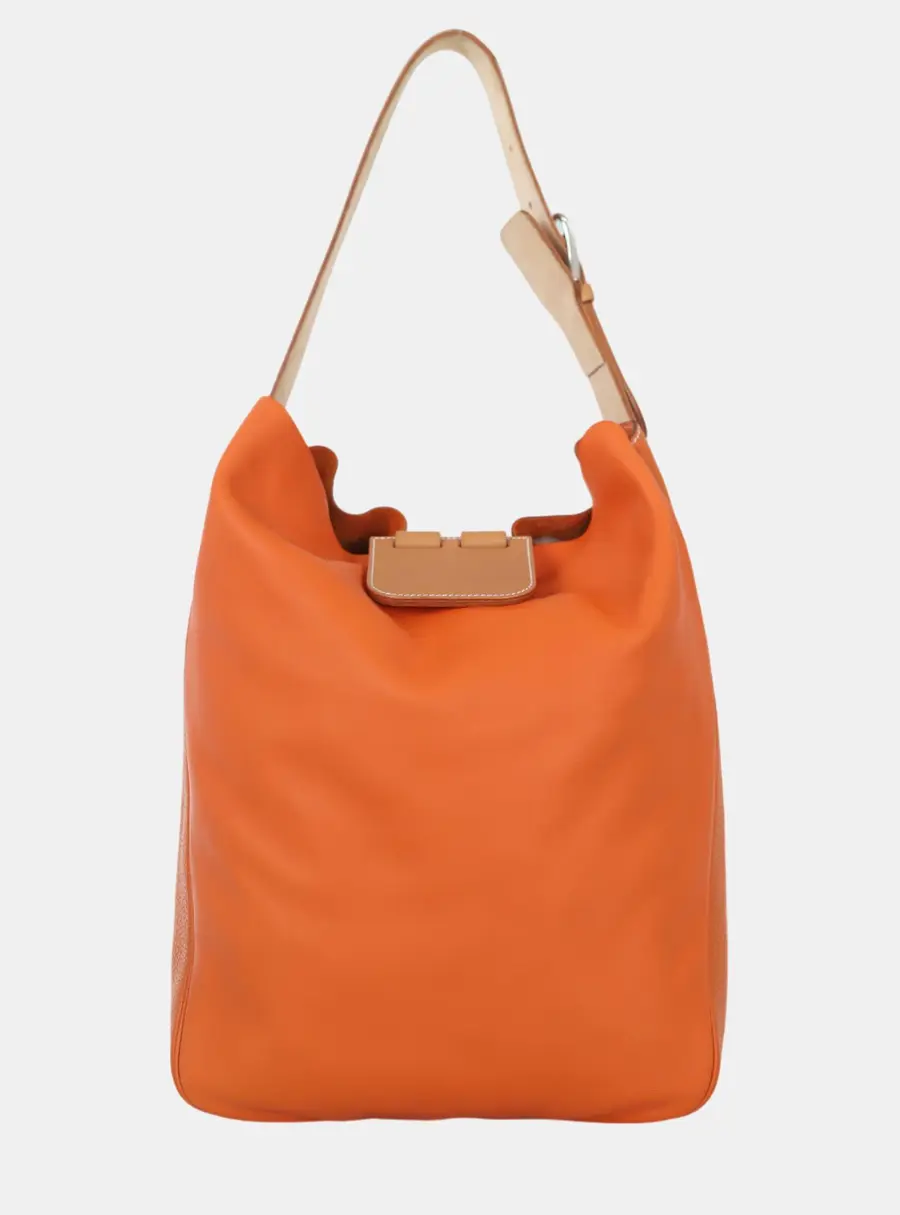 Hermes Virevolte 29 Orange Swift and Clemence Leather Hobo Bag