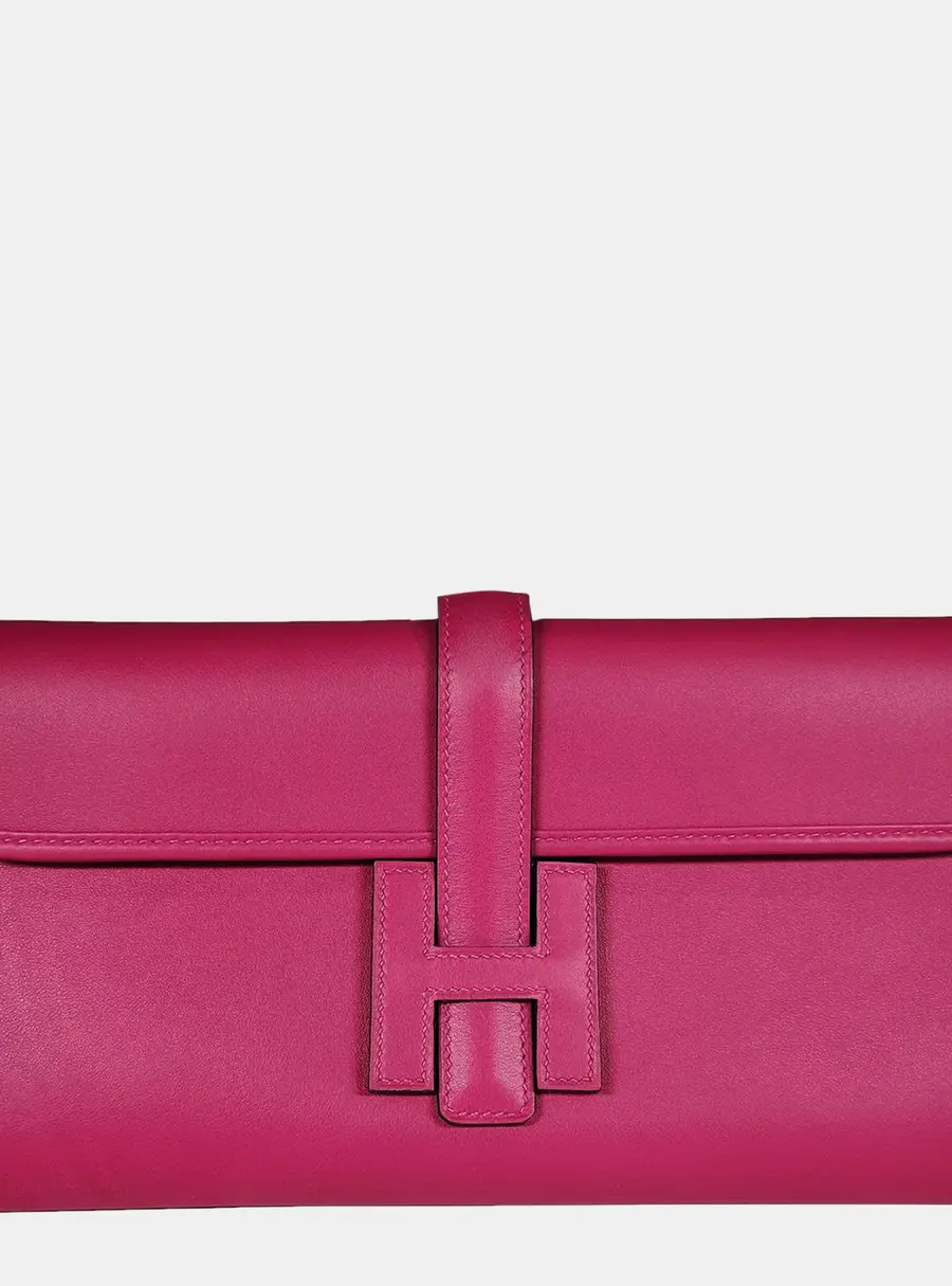 Hermes Jige Elan 29 Rose Pourpre Swift Leather Clutch Bag