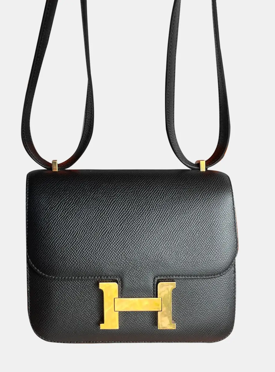 Hermes Constance 19 Black Epsom Leather Shoulder Bag