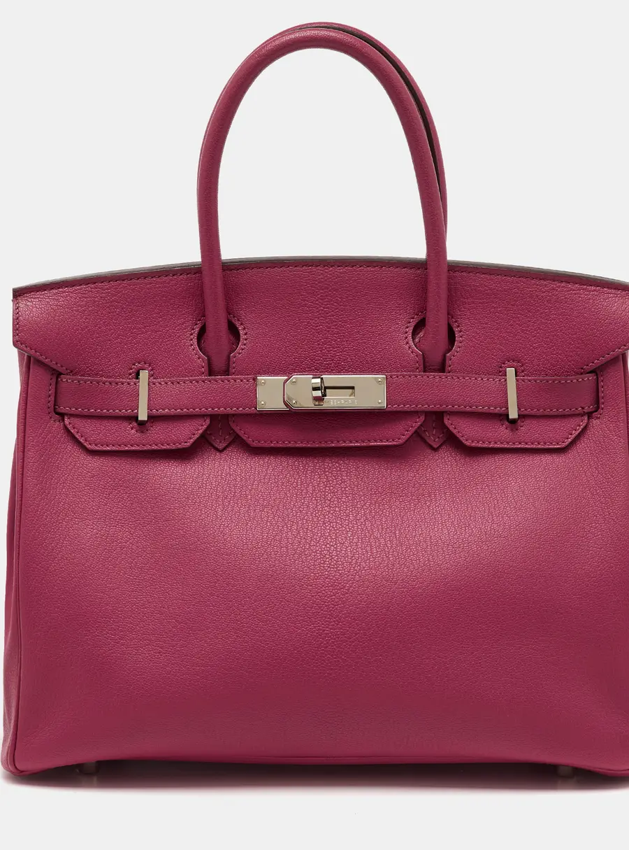 Hermes Rose Shocking/Gris Perle Ch&egrave;vre De Coromandel Leather Palladium Hardware Birkin 30 Bag