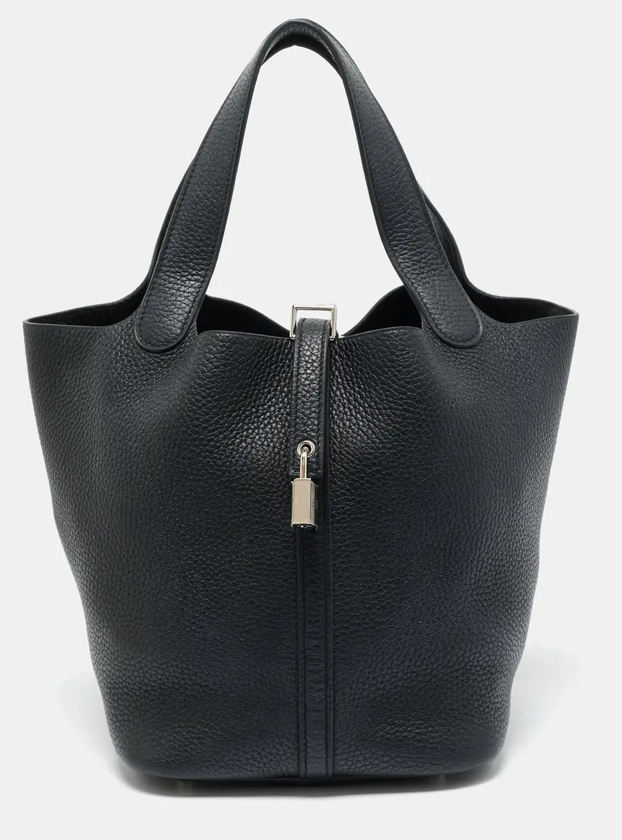 Hermès Noir Taurillon Clemence Leather Picotin Lock 22 Bag
