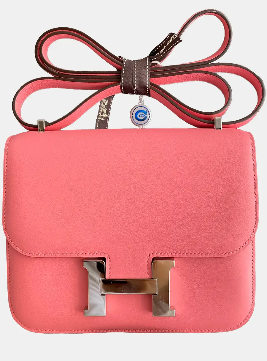 Hermes Constance 19 Rose Lipstick Swift Calfskin Leather Shoulder Bag