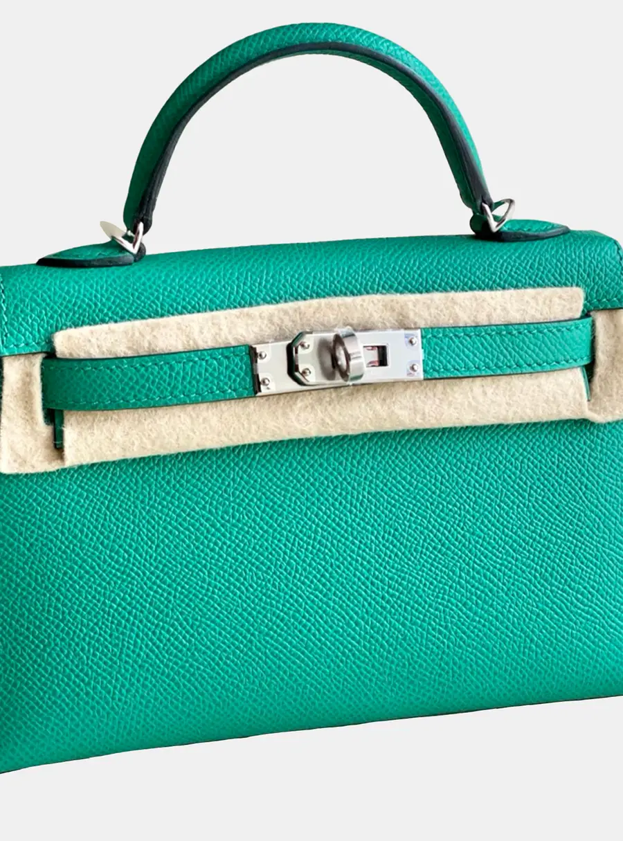 Hermes Kelly Mini II Imperial Green Epsom Leather Top Handle Bag