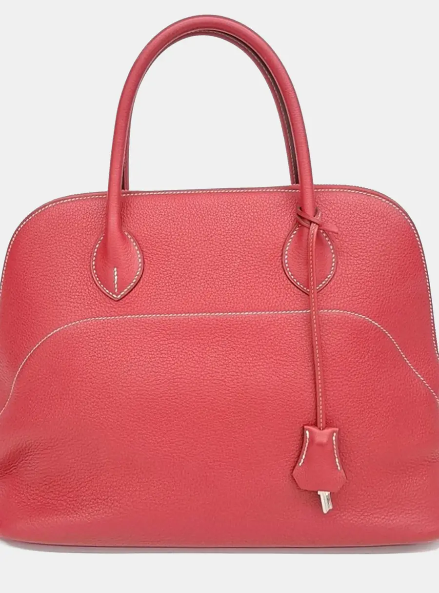 Hermes Relax Bolide 35 Red Calfskin Leather Top Handle Bag