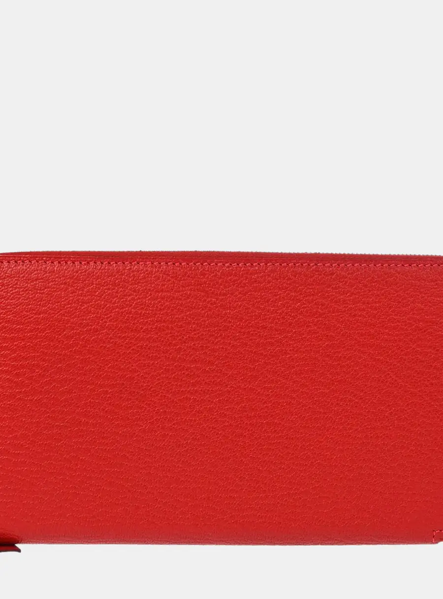 Hermes Azap Long Rouge Garance Taurillon Clemence Leather Wallet