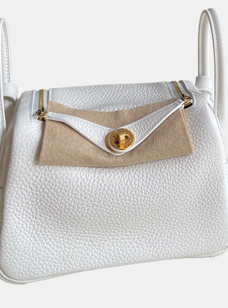 Hermes Lindy 26 White Clemence Leather Shoulder Bag