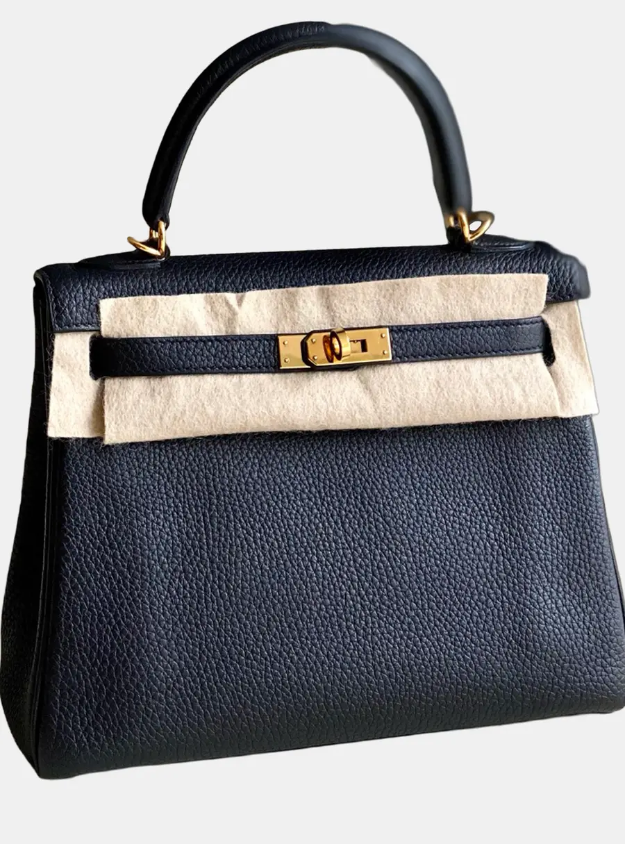 Hermes Kelly 25 Black Togo Calfskin Leather Shoulder Bag