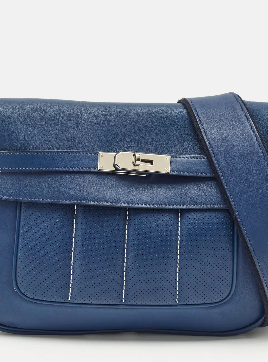 Hermes Bleu Saphir Swift Leather Palladium Finish Berline 28 Bag