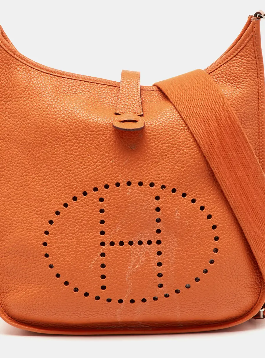Hermes Potiron Taurillon Clemence Leather Evelyne III GM Bag
