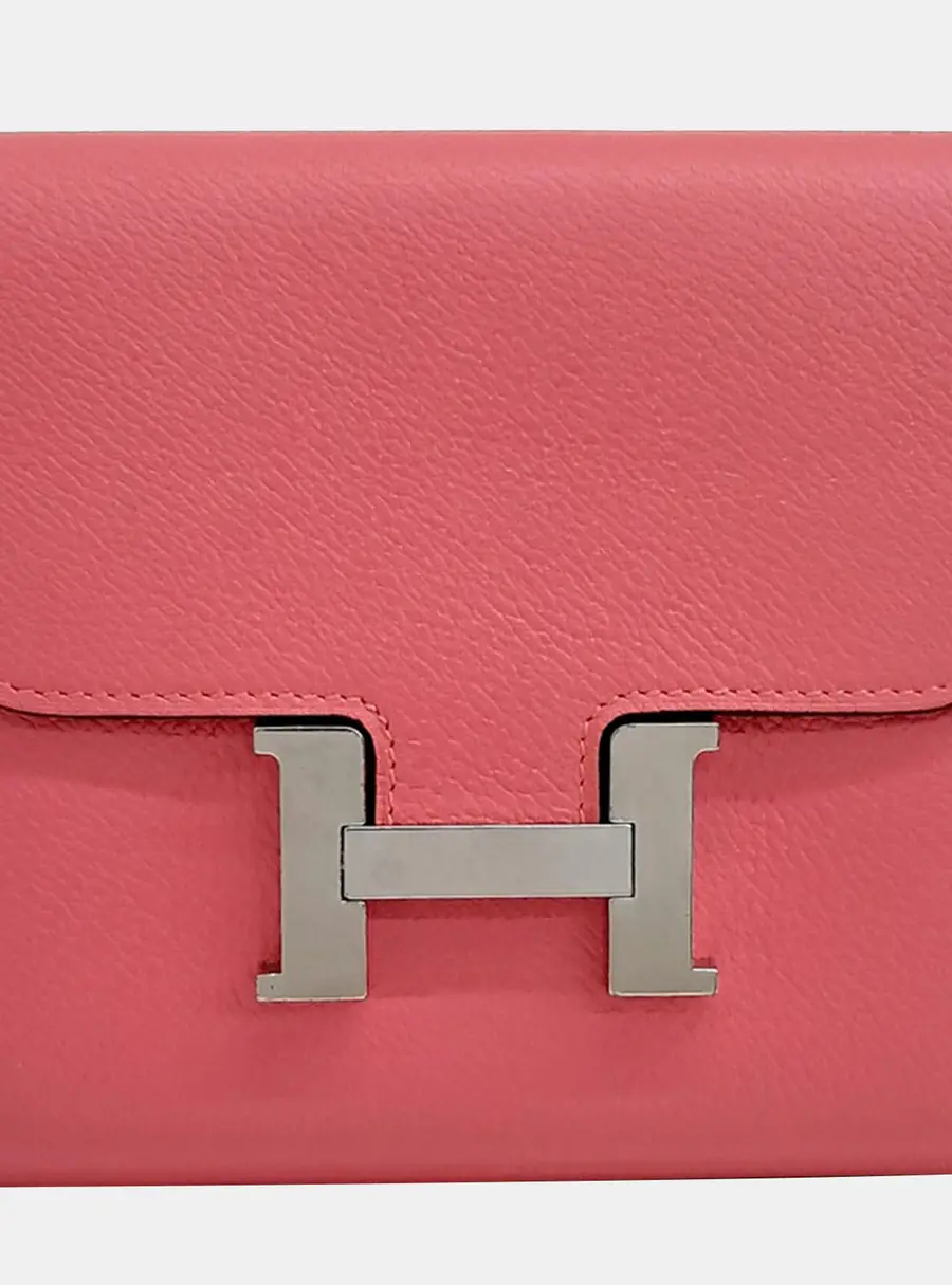 Hermes Constance Half Wallet Pink Epsom Calfskin Leather Wallet