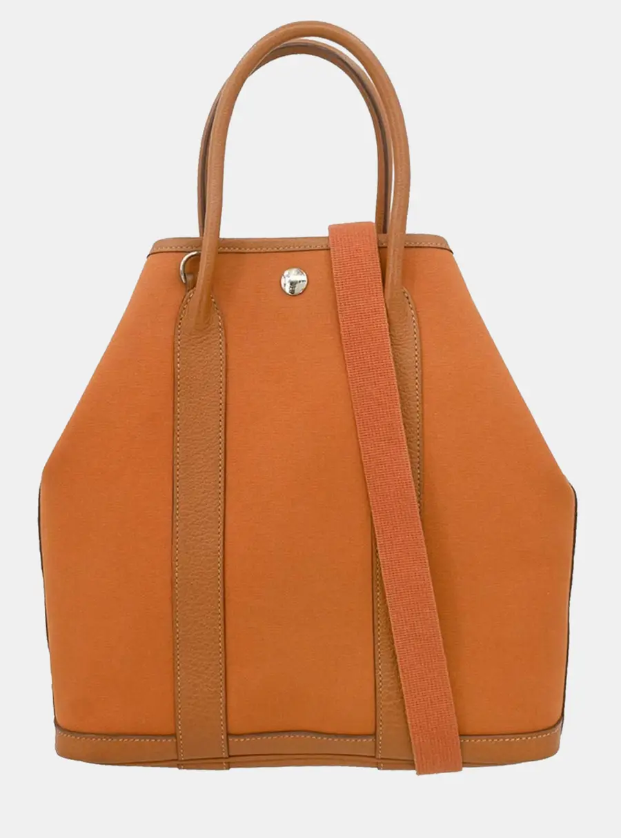 Hermes Garden File PM 2way Orange Toile Officier Buffalo Tote Bag