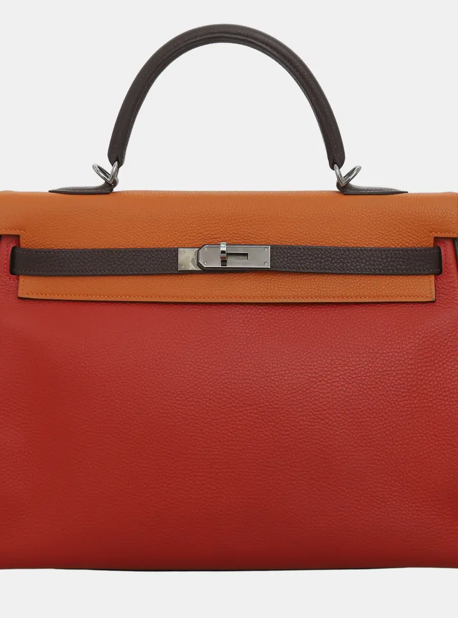 Hermes Kelly 35 Multicolor Togo Calfskin Leather Retourne Bag