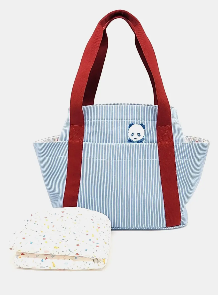 Hermes Cabriolet Diver PM Red Blue Striped Canvas Top Handle Bag