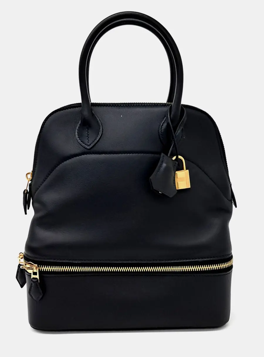 Hermes Bolide Secret Black Leather Top Handle Bag