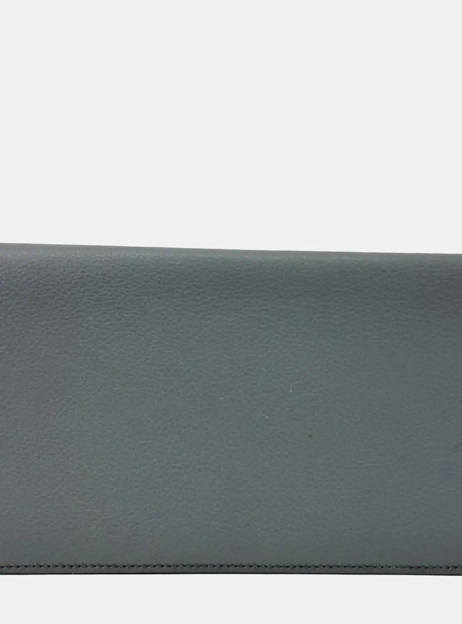 Hermes MC2 Fleming Long Grey Epsom Calfskin Leather Wallet