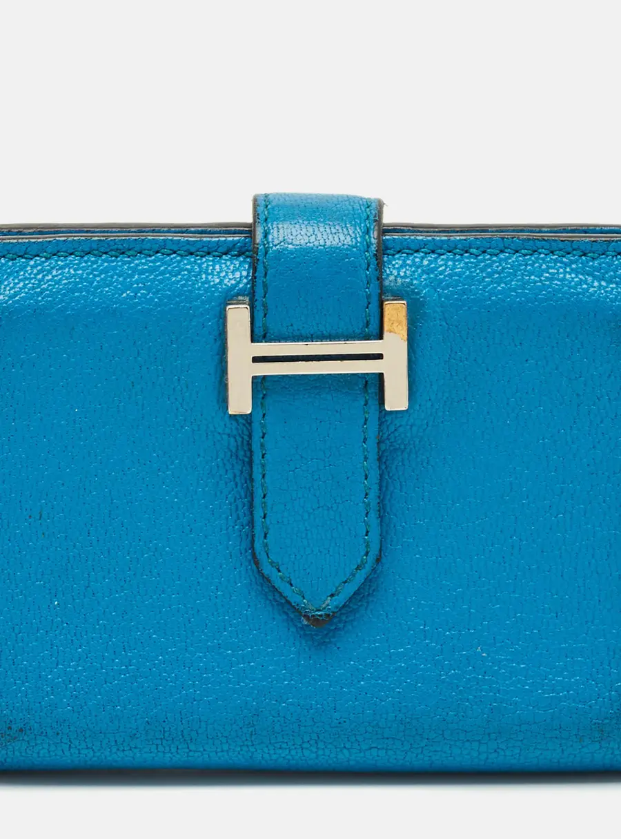 Hermes Bearn Blue Frida Chevre Leather Card Holder