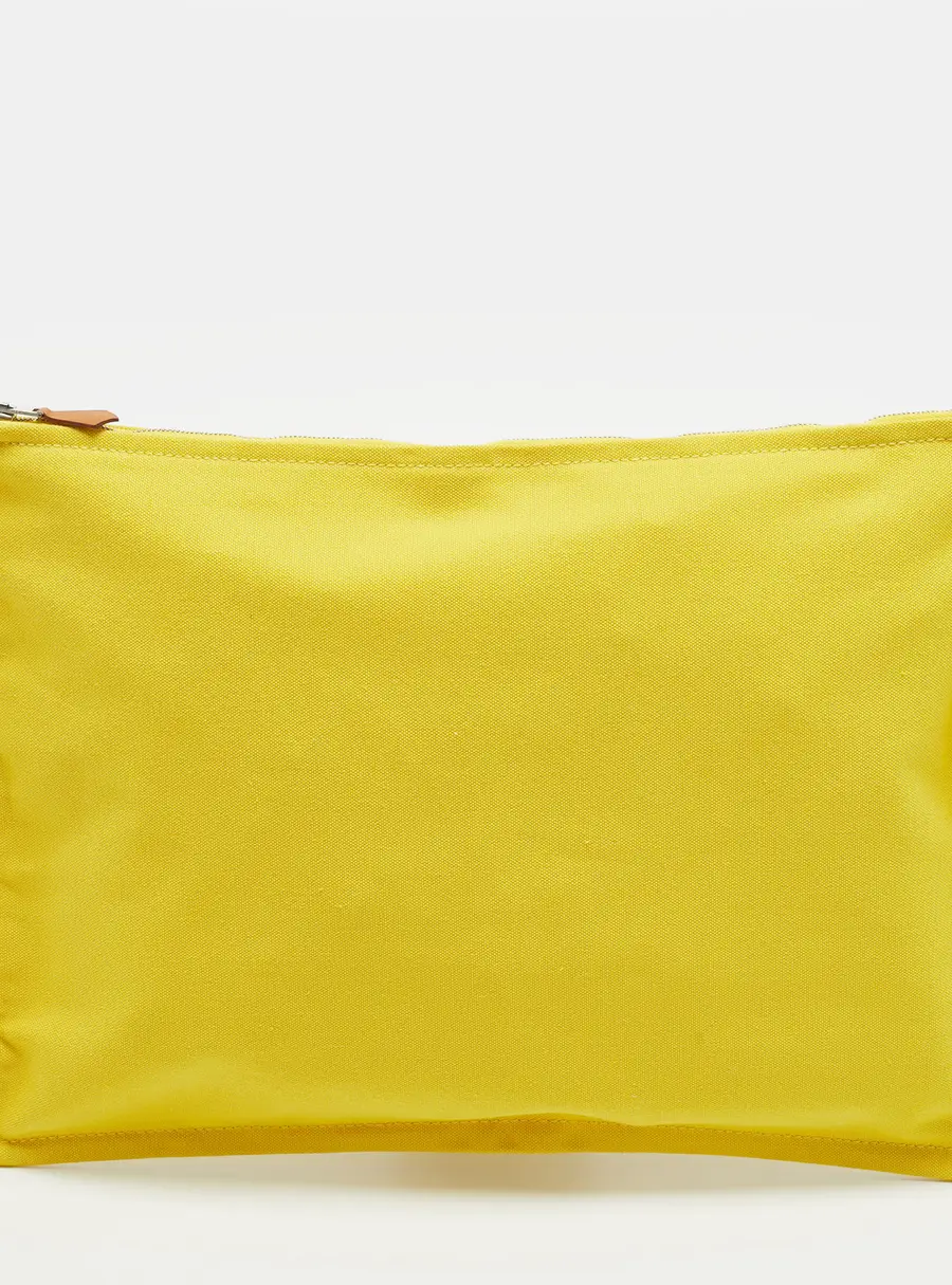 Herm&egrave;s Bora Bora GM Yellow Canvas Pouch