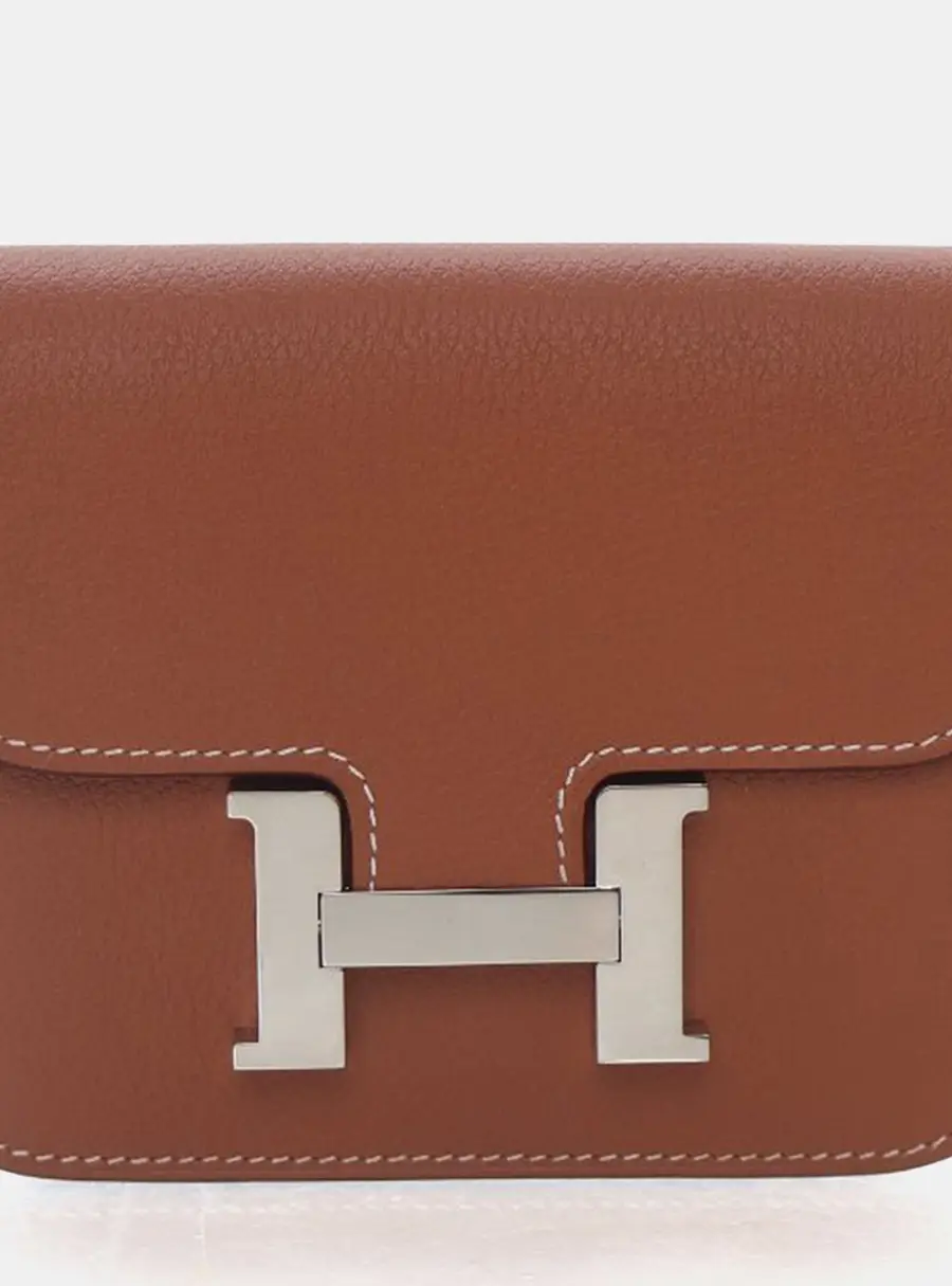 Hermes Constance Slim Gold Evercolor Leather Clutch Bag