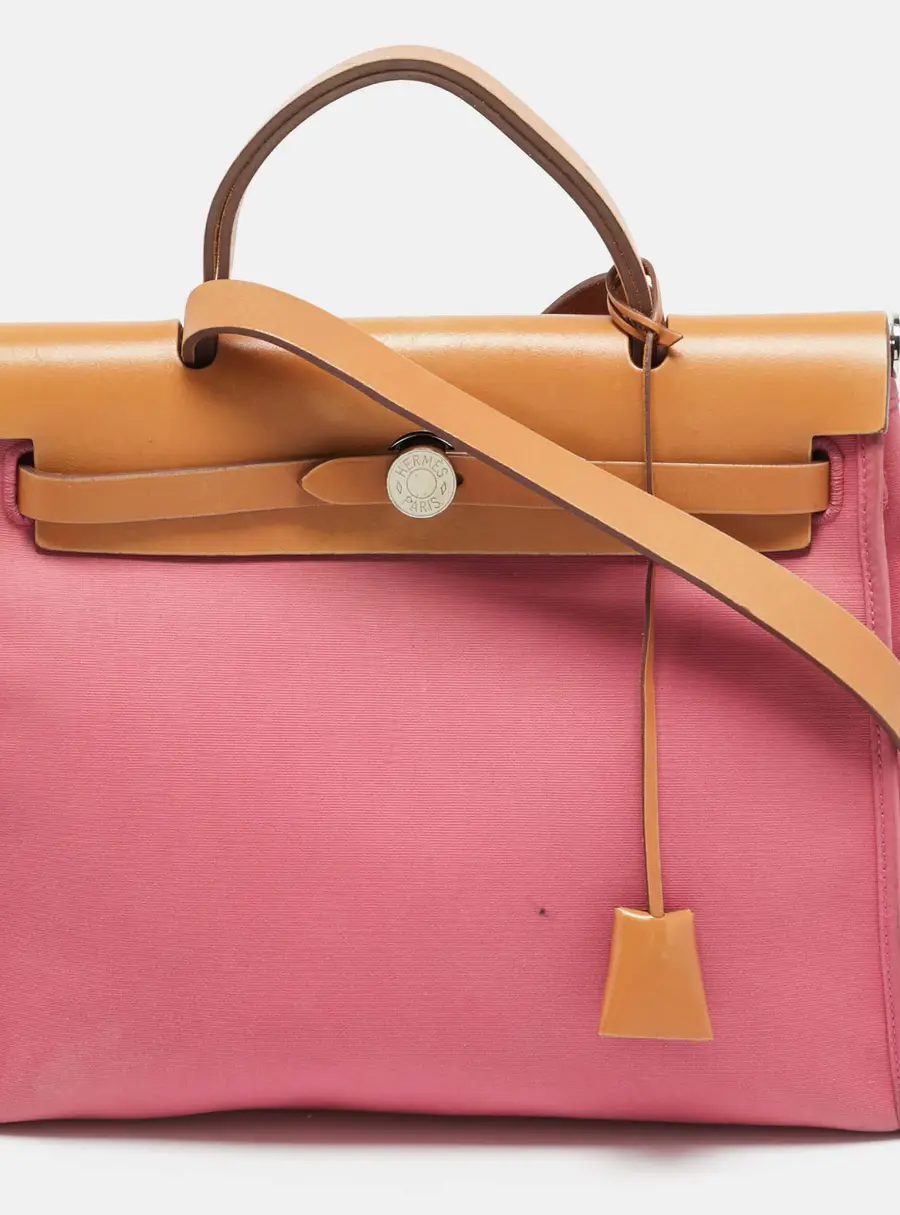 Hermes Herbag Zip 31 Tosca/Natural Canvas and Leather Bag