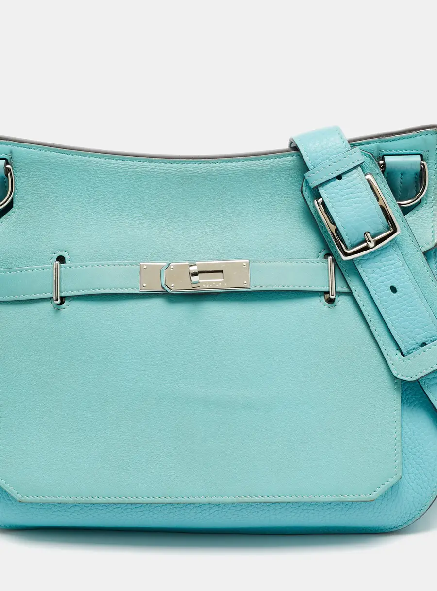 Herm&egrave;s Jypsiere 28 Bleu Atoll Swift and Taurillon Clemence Leather Shoulder Bag