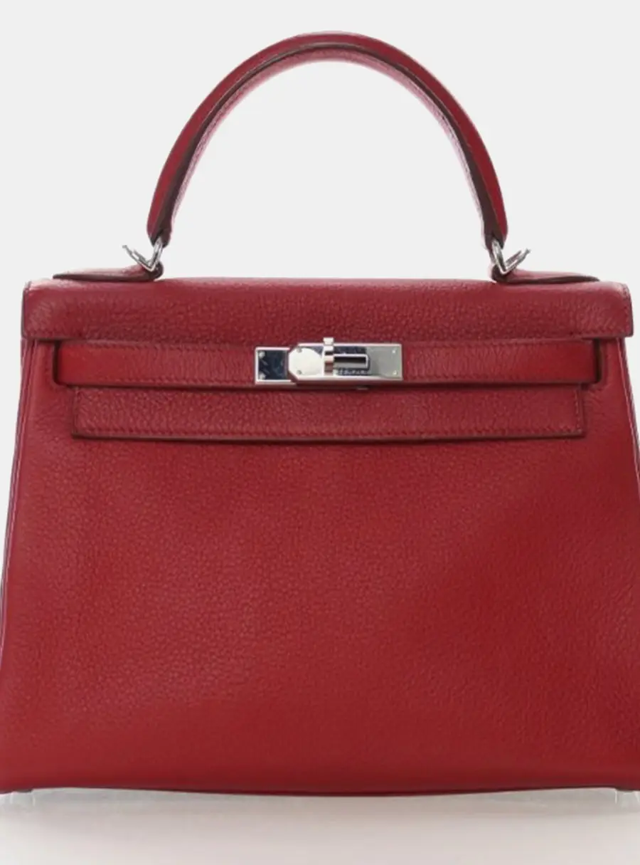 Hermes Kelly 28 Red Togo Calfskin Leather Top Handle Bag