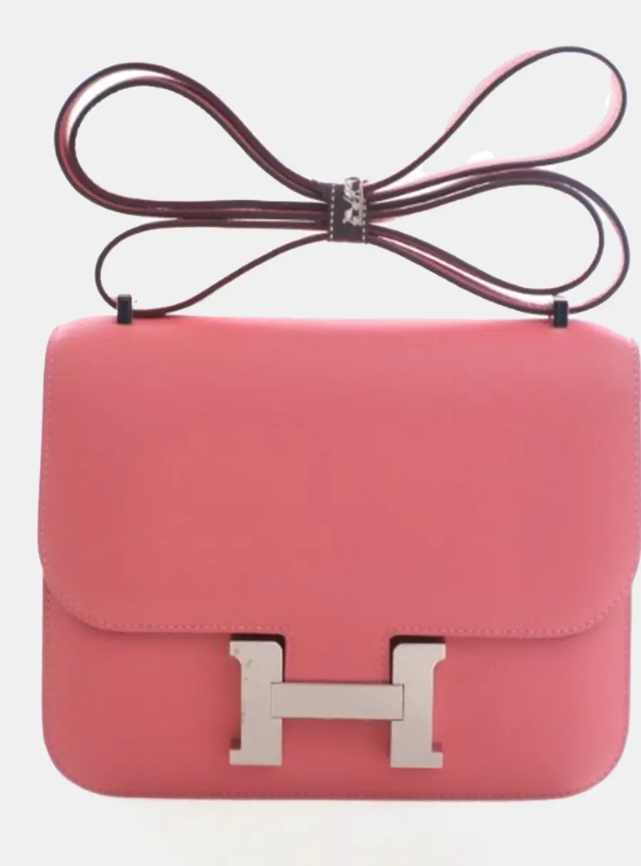 Hermes Constance 18 Pink Evercolor Calfskin Leather Shoulder Bag