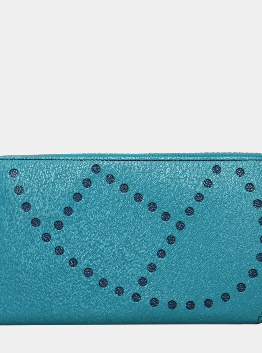 Hermes Evelyne Long Blue Lagoon Epsom Leather Wallet
