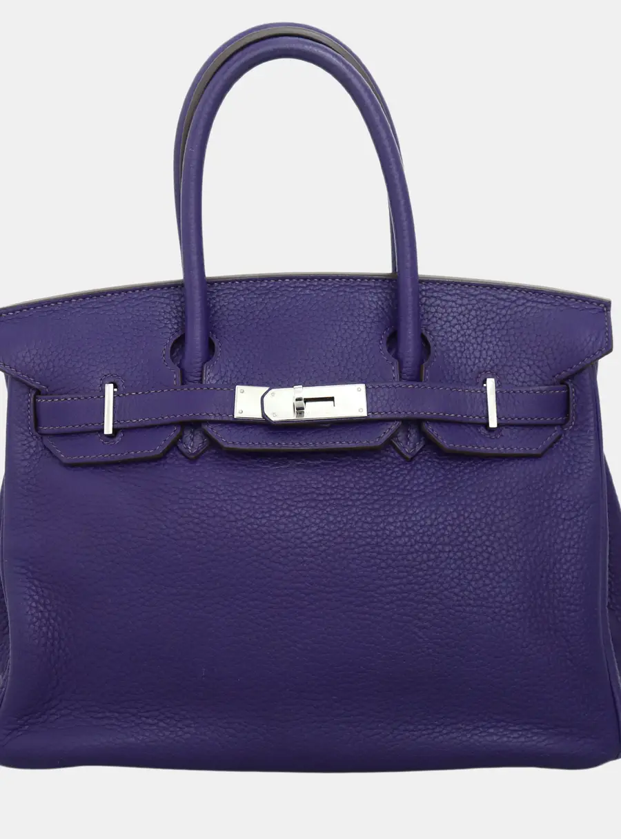 Hermes Birkin 30 Anemone Togo Calfskin Leather Top Handle Bag