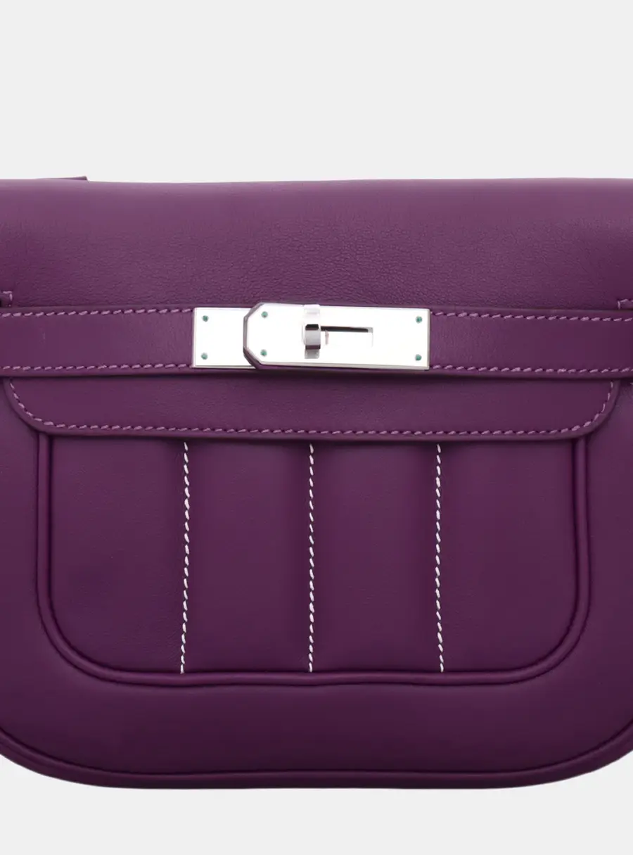 Hermes Berline Mini Violet Tadelakt Leather Shoulder Bag