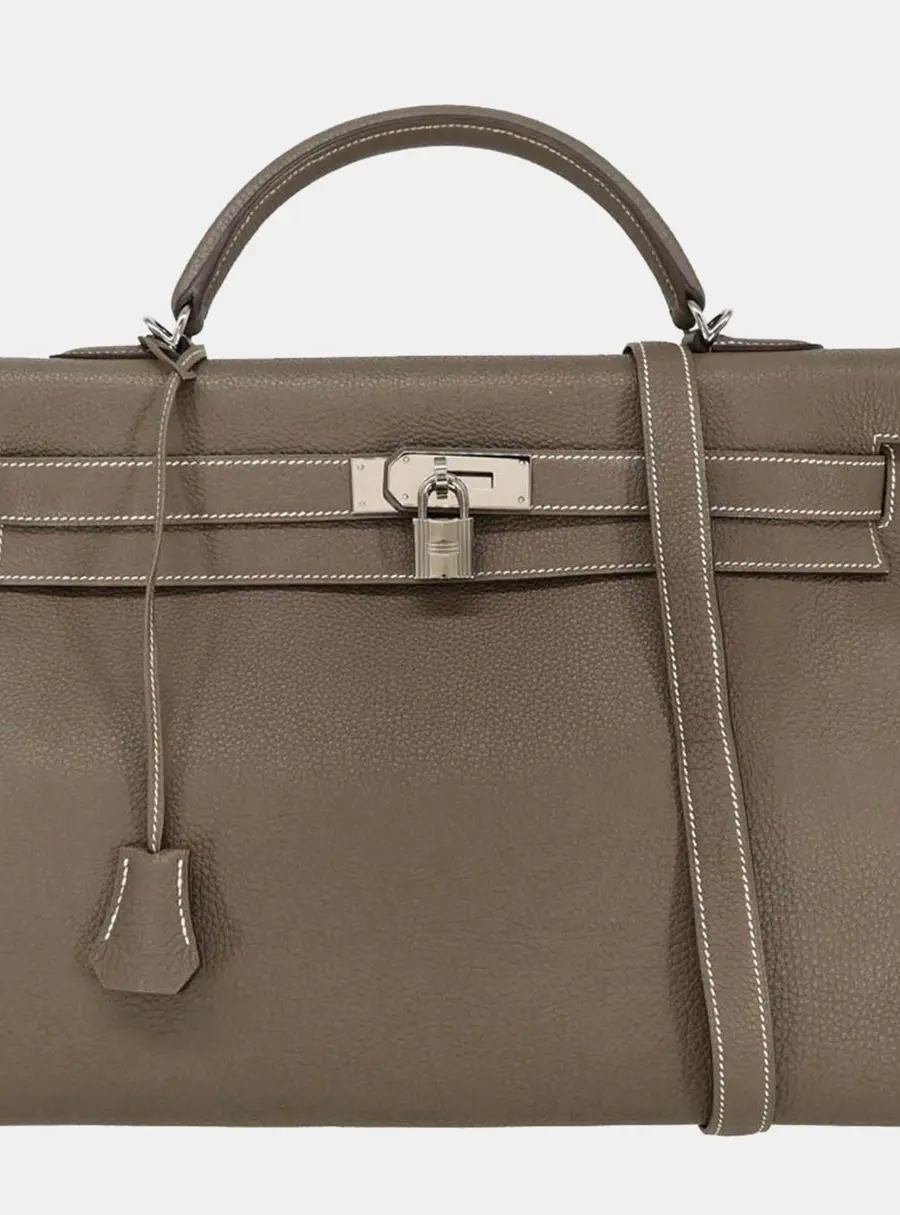 Hermes Kelly 40 Etoupe Togo Calfskin Leather Top Handle Bag