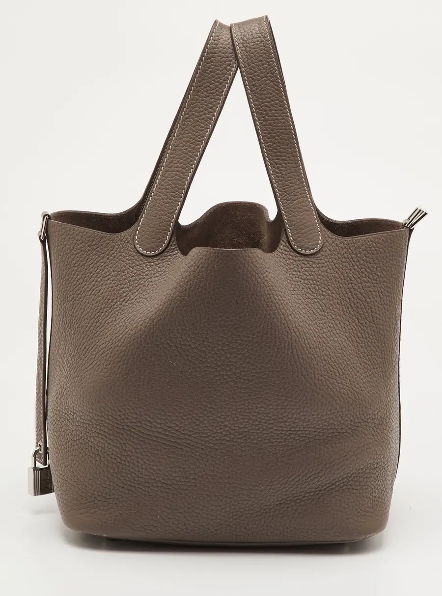 Hermès Picotin Lock 22 Etoupe Taurillon Clemence Leather Tote