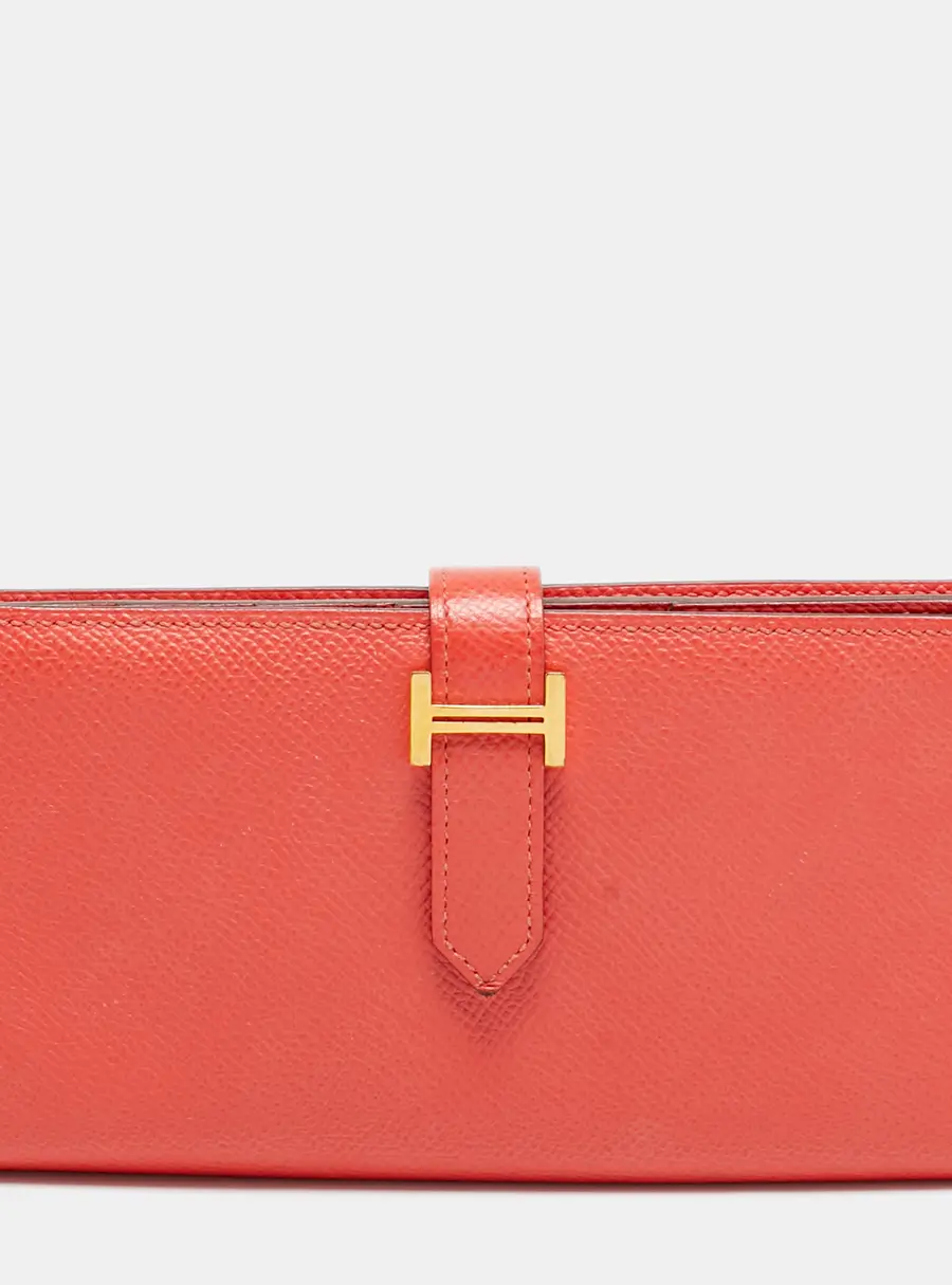 Hermes Bearn Gusset Rose Jaipur Epsom Leather Continental Wallet