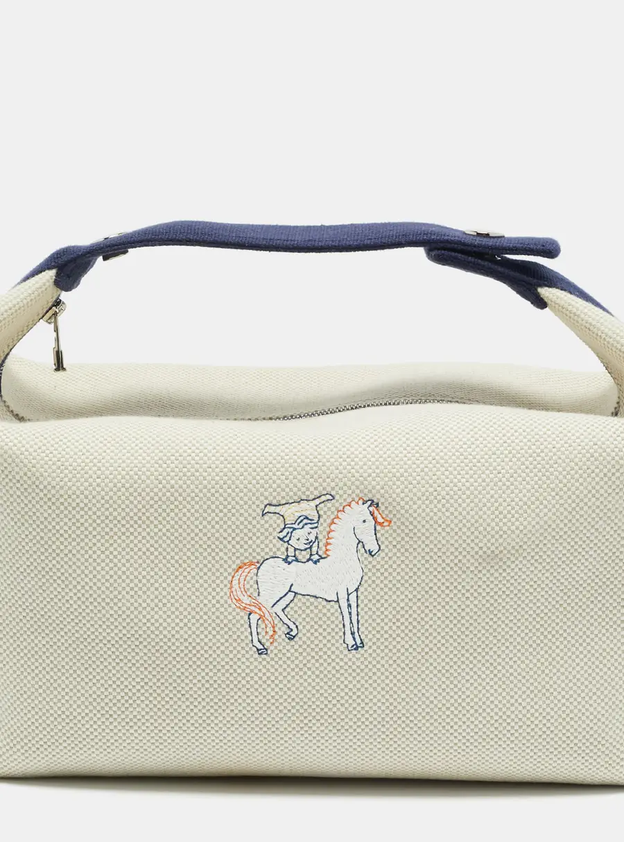 Hermès Cabriole Gris Perle Canvas Bride-a-Brac GM Case