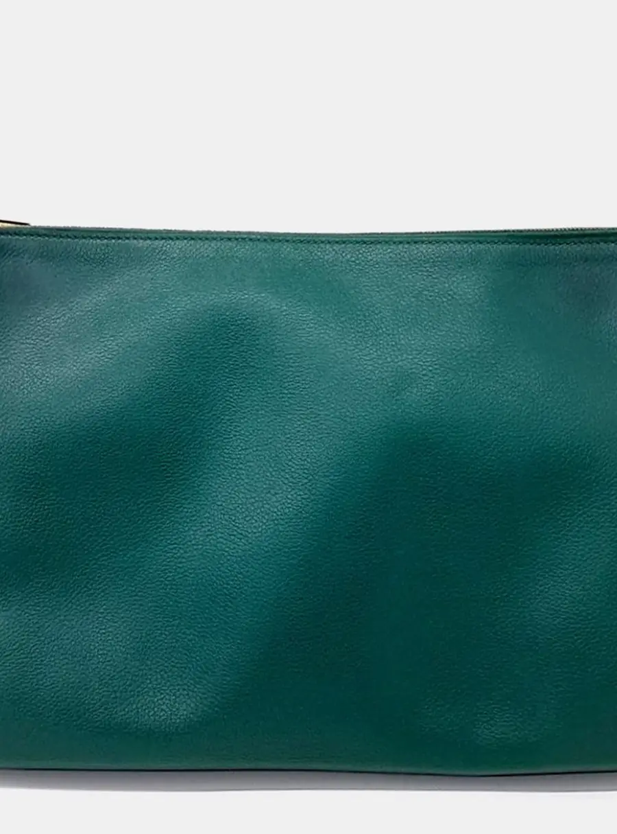 Hermes Zipengo GM Green Leather Pouch Bag