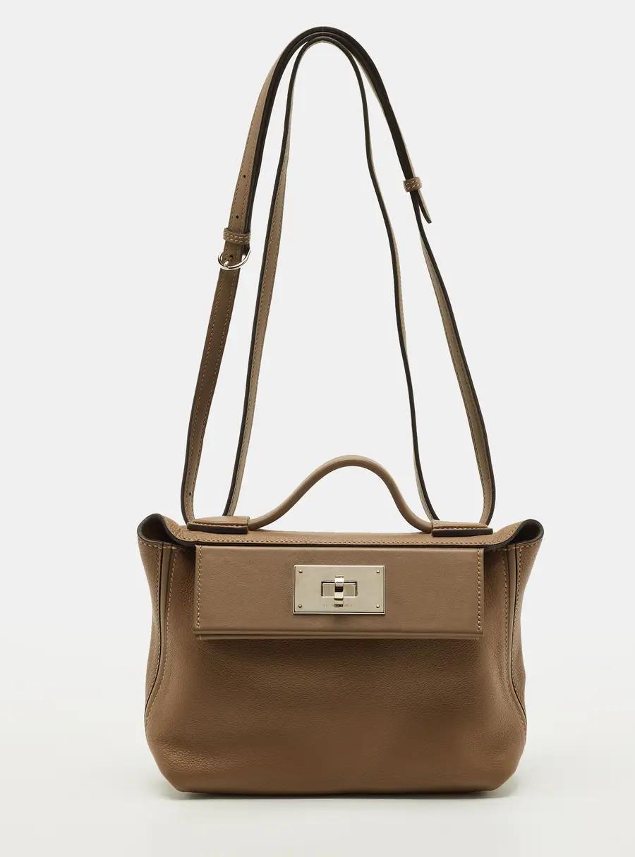 Hermes 24/24 21 Palladium Finish Beige de Weimar Evercolor and Swift Leather Top Handle Bag