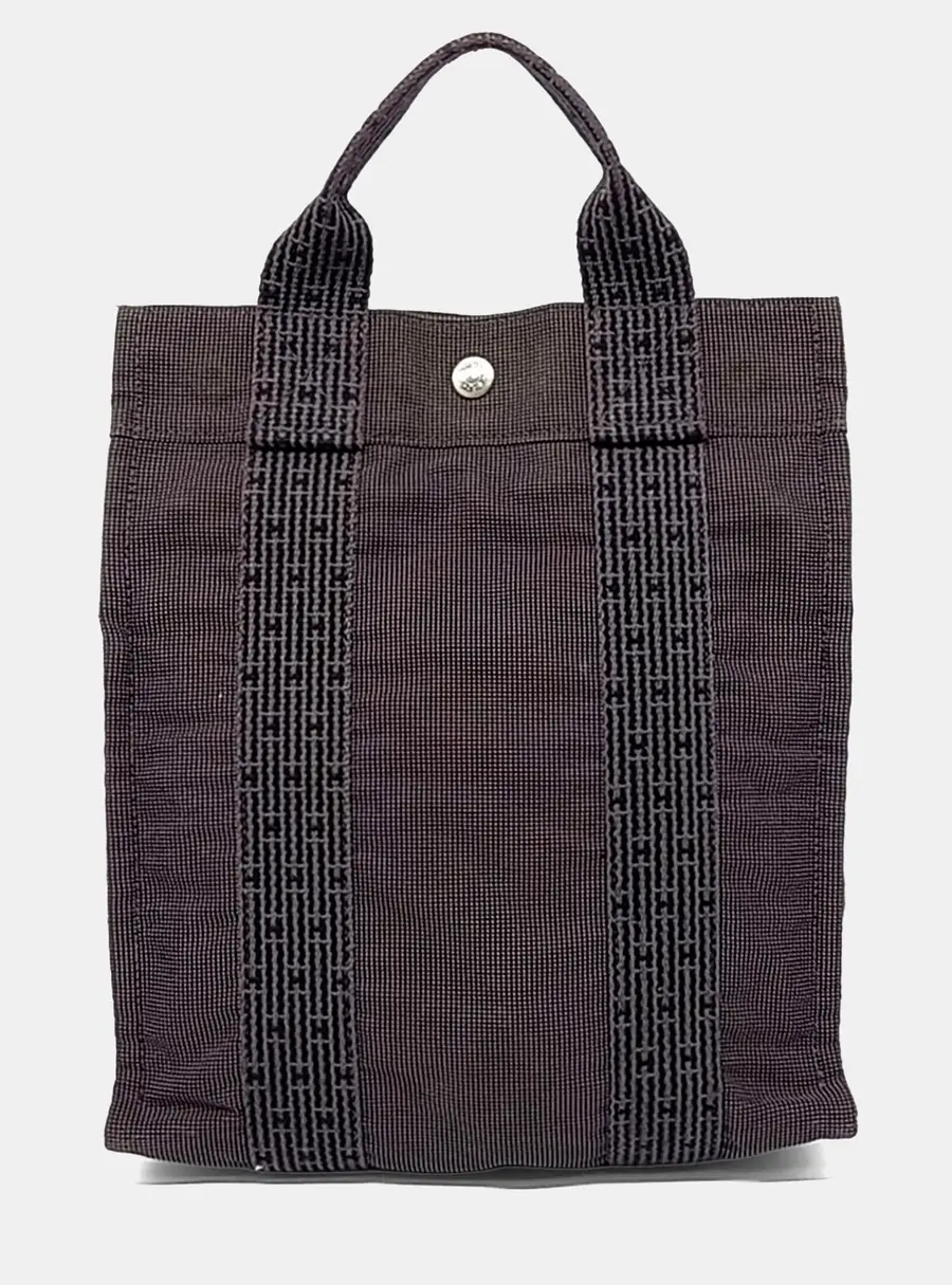 Hermes Fourre Tout PM Black Canvas Tote Bag