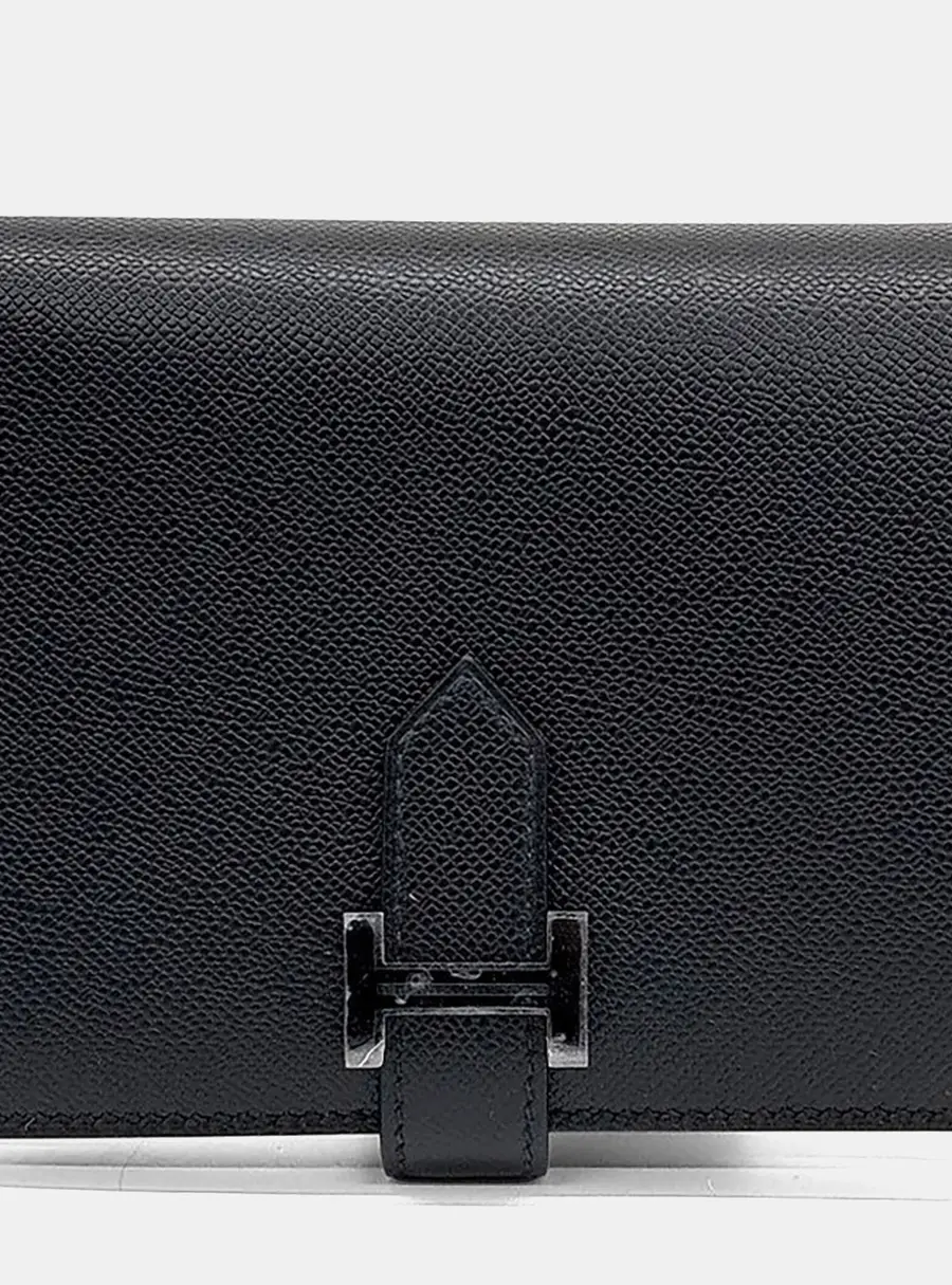 Hermes Black Epsom Leather Half Wallet Bag