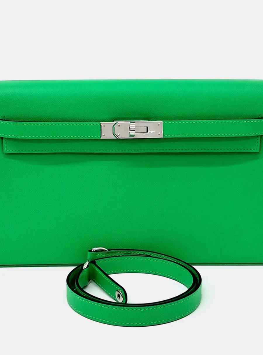 Hermes Kelly Elan Vert Comics Epsom Leather Clutch Bag